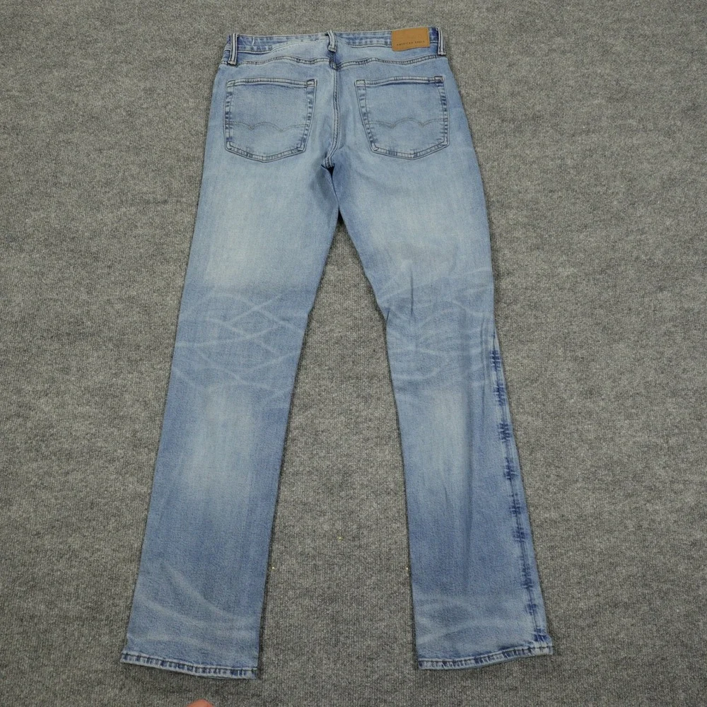 American Eagle Jeans Men 32x36 Blue Relaxed Straight Airflex+ Light Wash Stretch